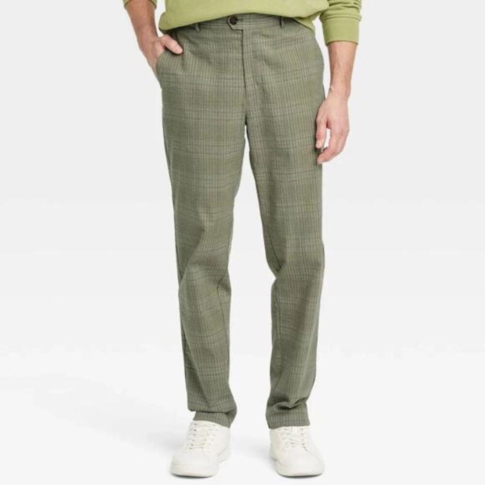 Houston White Men's Plaid Straight Suit Pants Green Size‎ XL